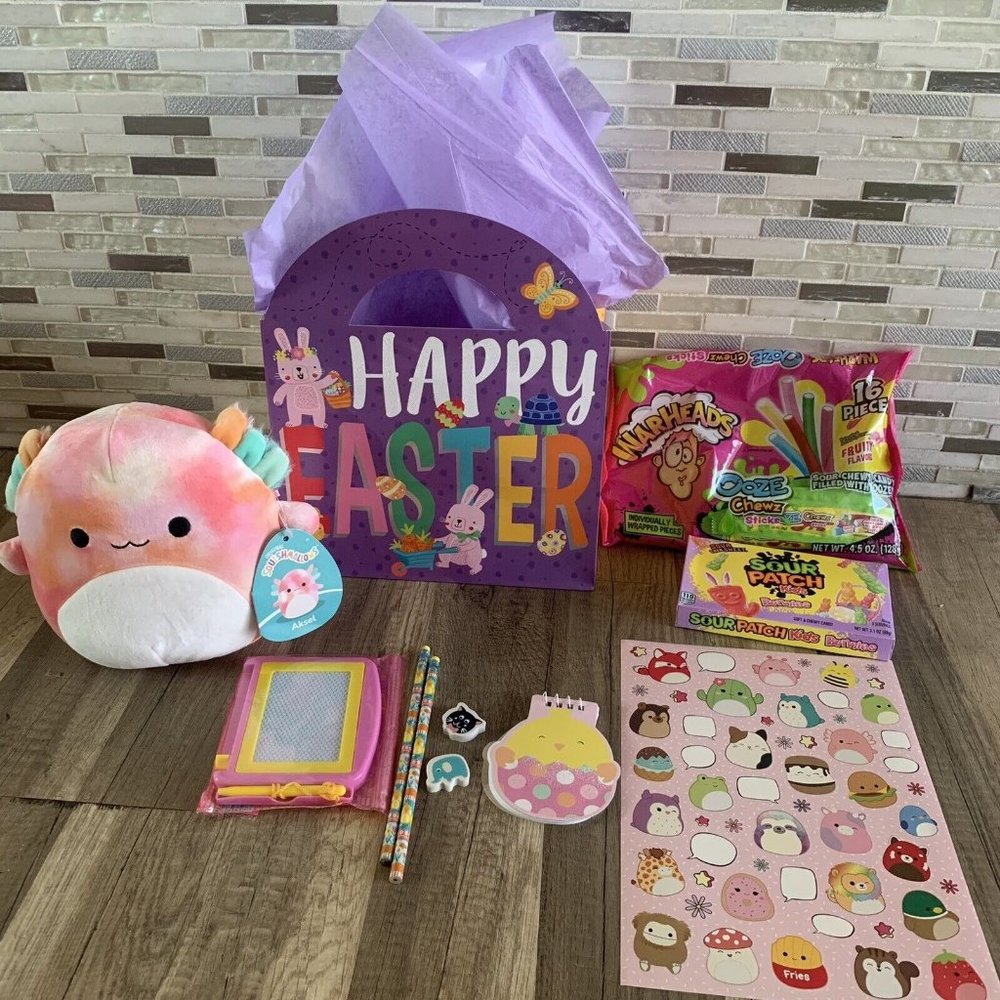 Squishmallows Easter Gift Bag, with Plush 8" Candy, toys, Stickers goodies